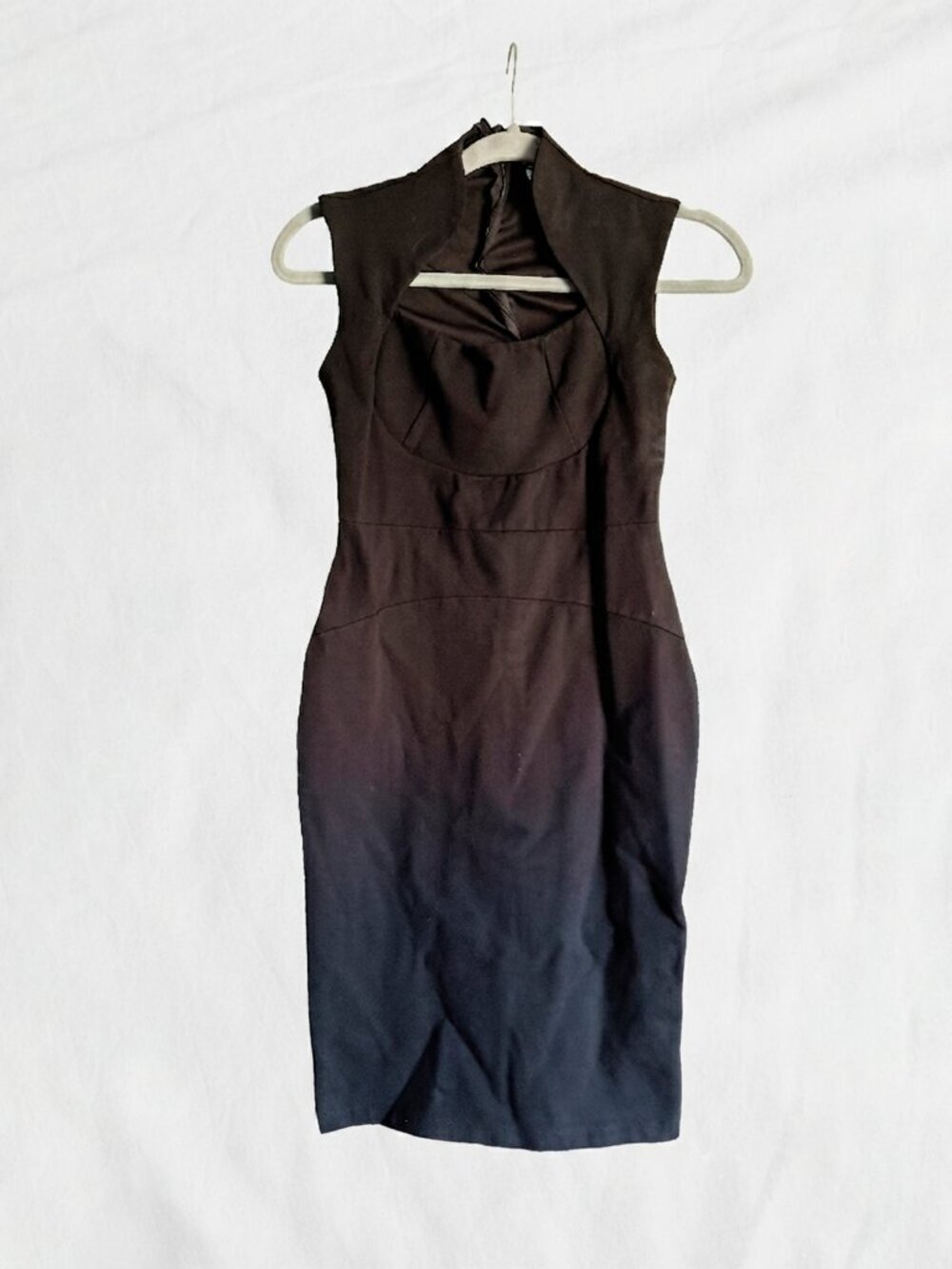 Black Cutout High Neck Fitted Mini/Midi Dress
